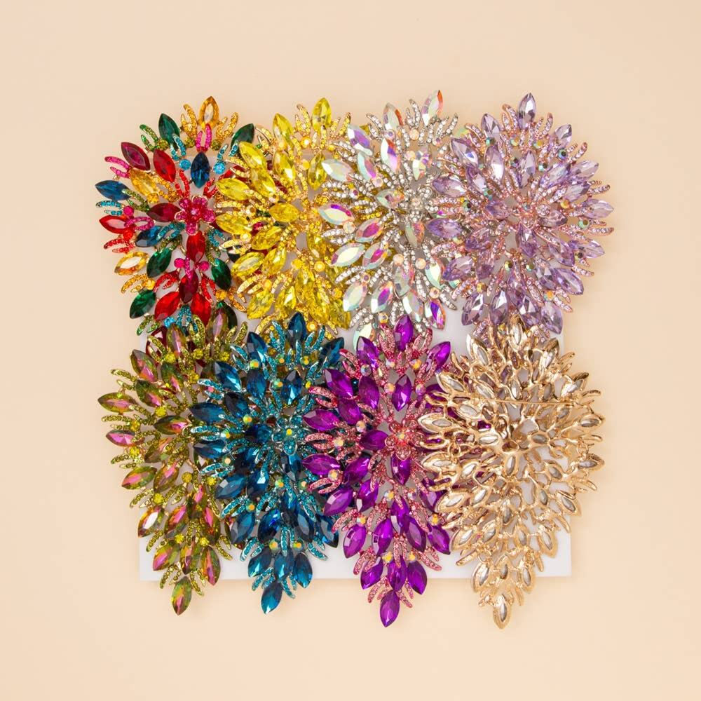Dopamine Crystal Rhinestone Cluster Pear Shaped Leaf Brooch Pin